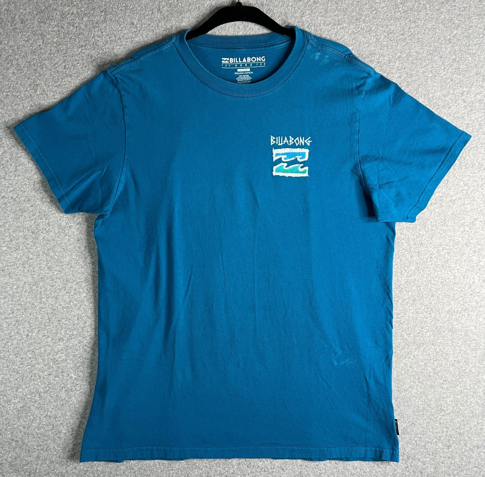 Billabong Graphic T Shirt Mens XL Blue Logo Surf Skate Short Sleeve Cotton Tee